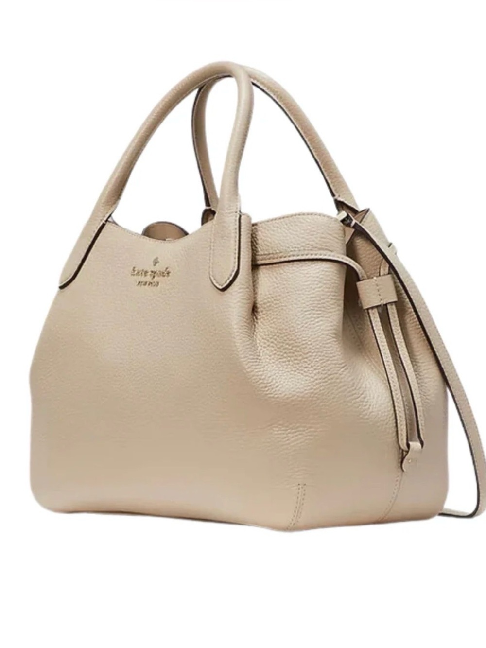 kate spade Pebbled Leather Satchel in Light Beige